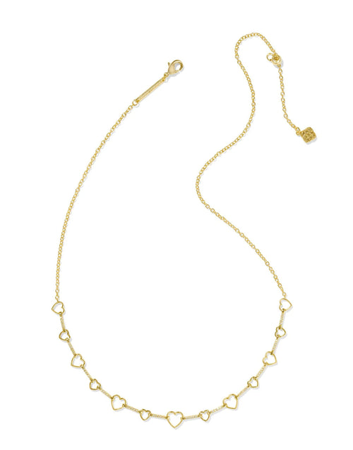 Haisley Gold Heart Strand Necklace White Crystal