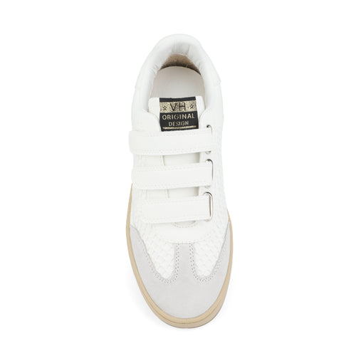 White Mesh Three Strap Sneaker