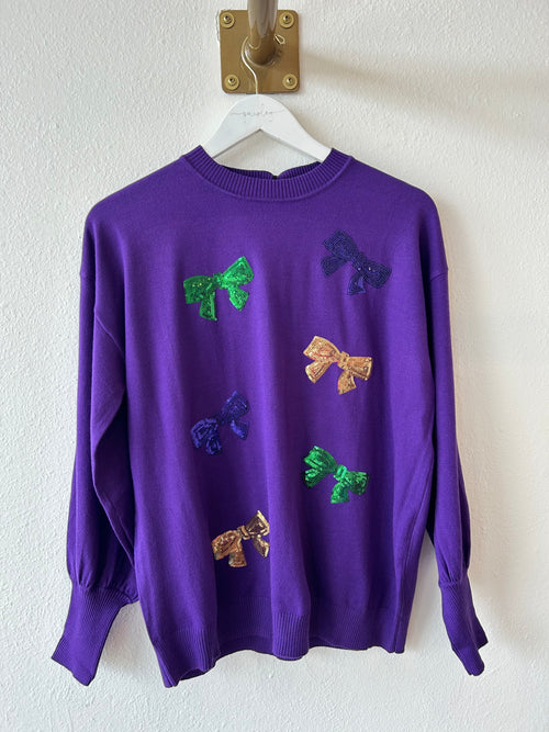 Mardi Gras Bow Sweater