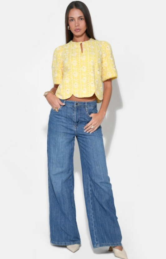 Eleanor Scallop Floral Embroidery Top