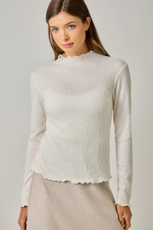 Ivory Cable Knit Mock Neck
