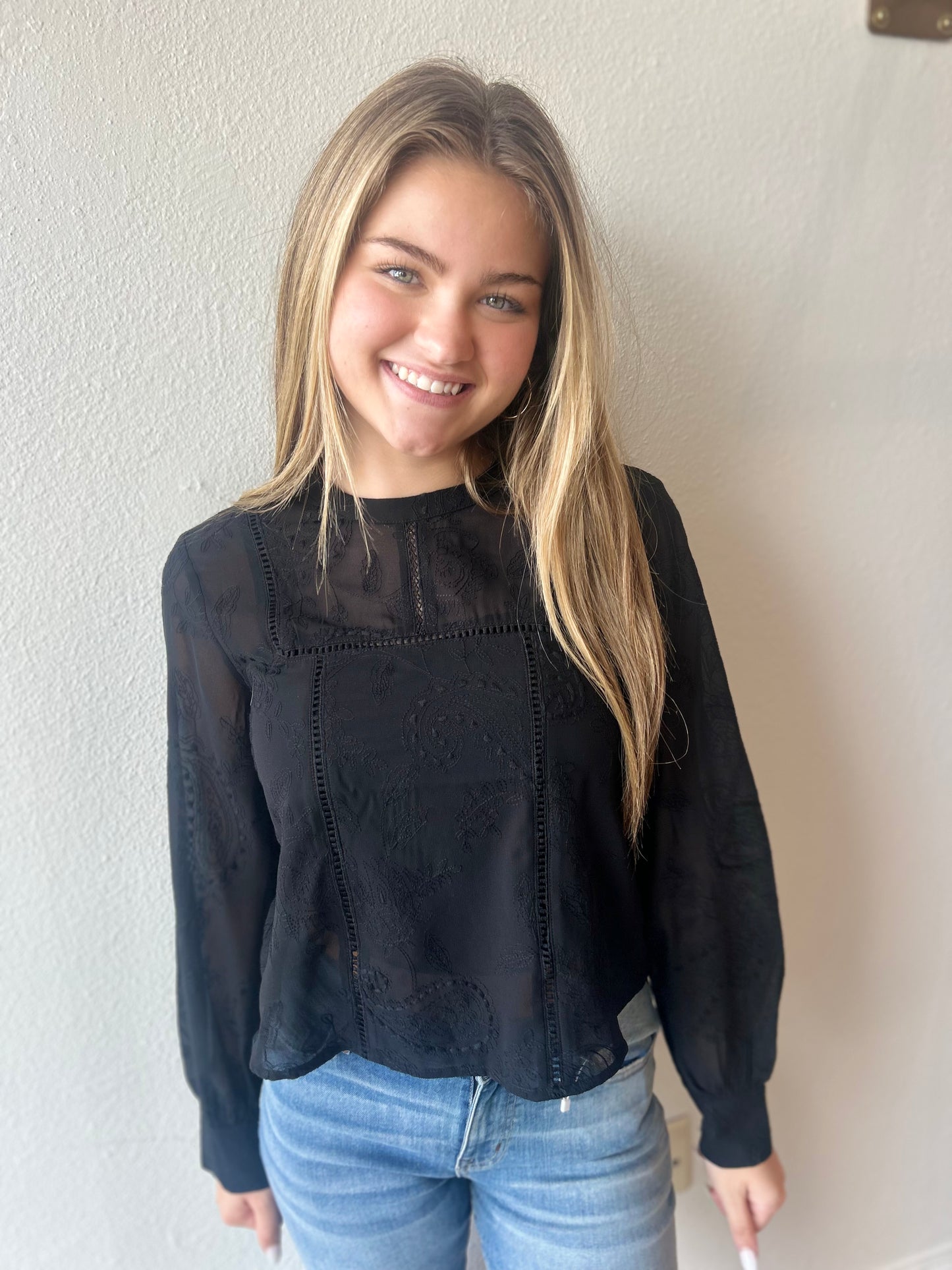 Embroidered Lace Insert Top