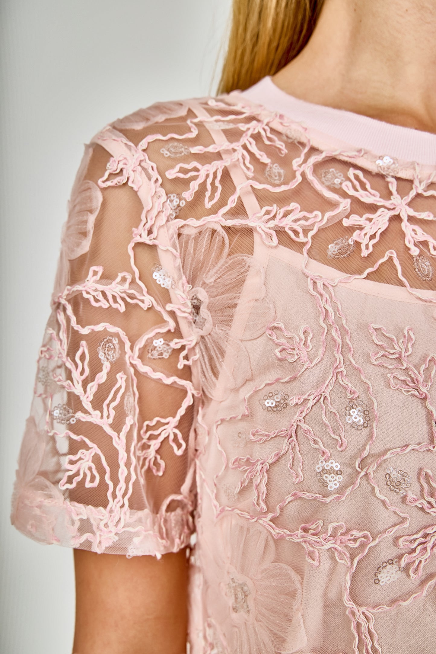 Percy Pink Floral Sequin  Dress