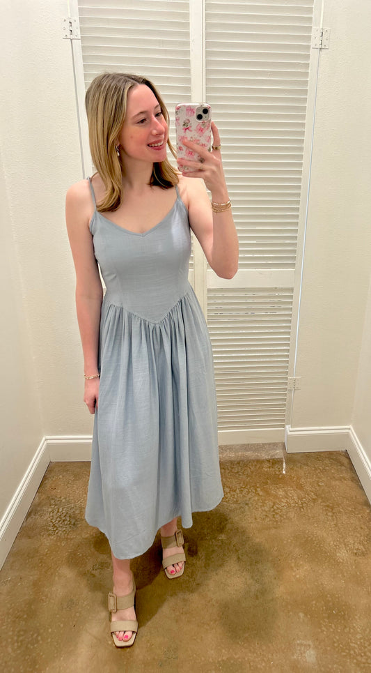 V Waist Denim Dress