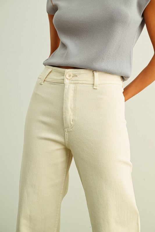Ecru Straight Wide Jean