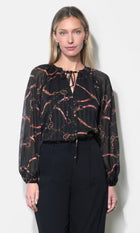 Belle Printed Tie Neck Blouse