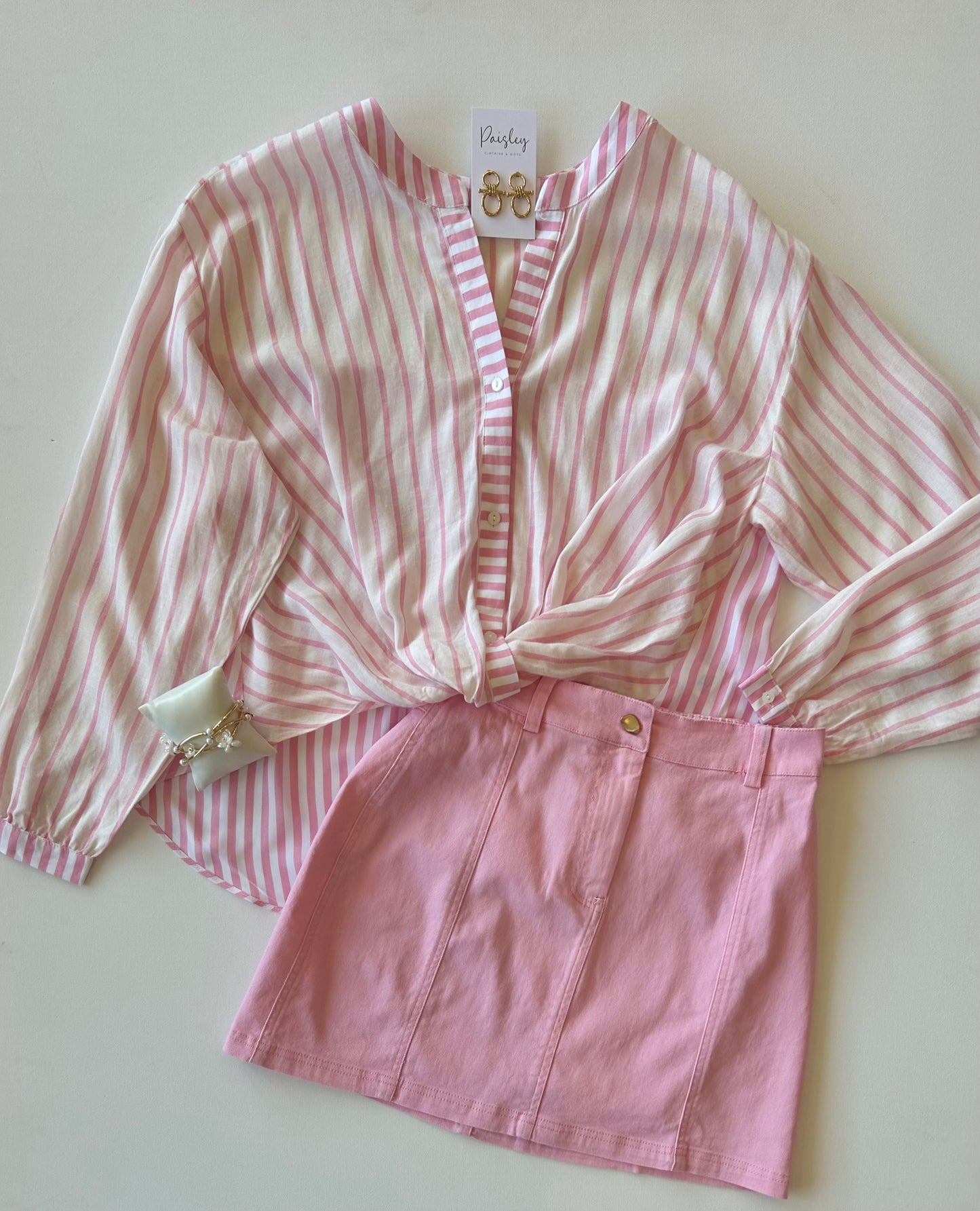 Stripe Mix Top With Twist