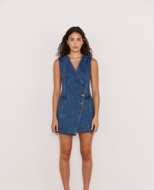 Nora Wrap Denim Dress