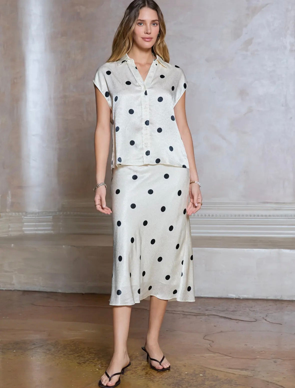 Oyster Polka Dot Blouse