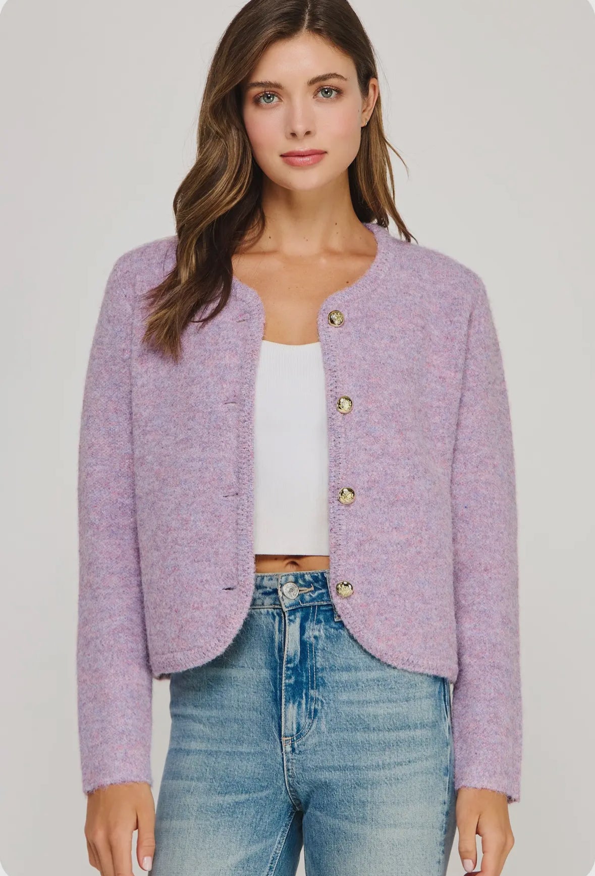 Lavender Melange Cardigan