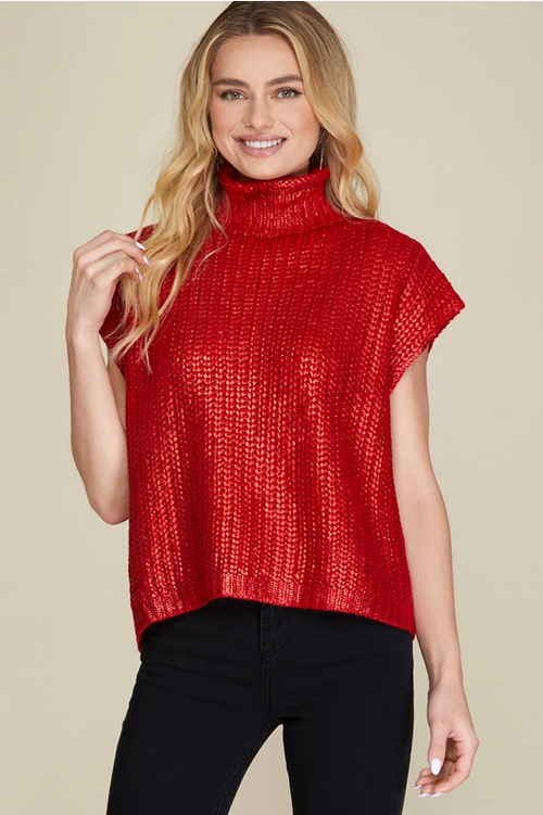 Foil Funnel Neck Sweater