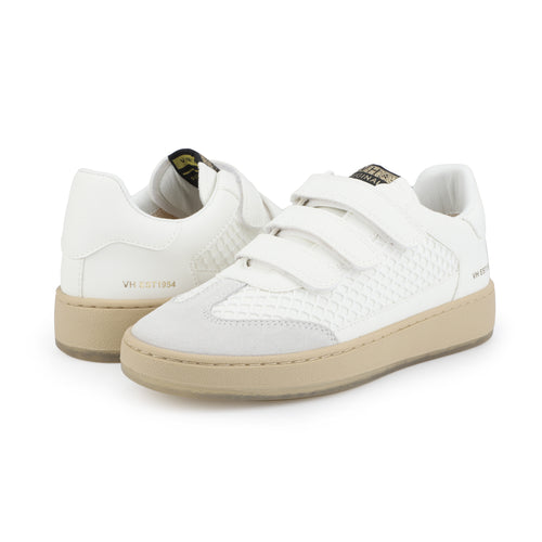 White Mesh Three Strap Sneaker