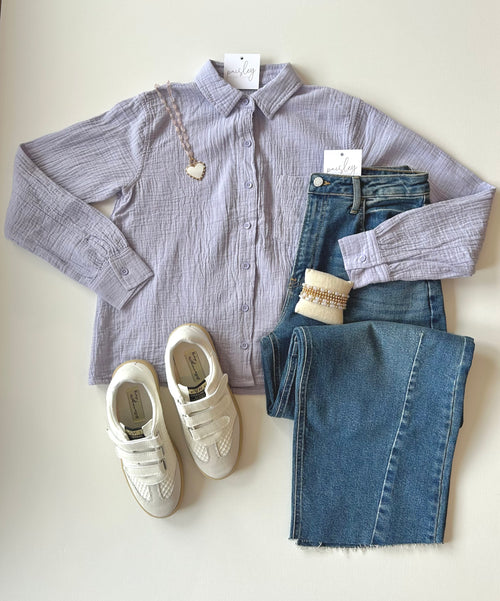 Lilac Button-down Top