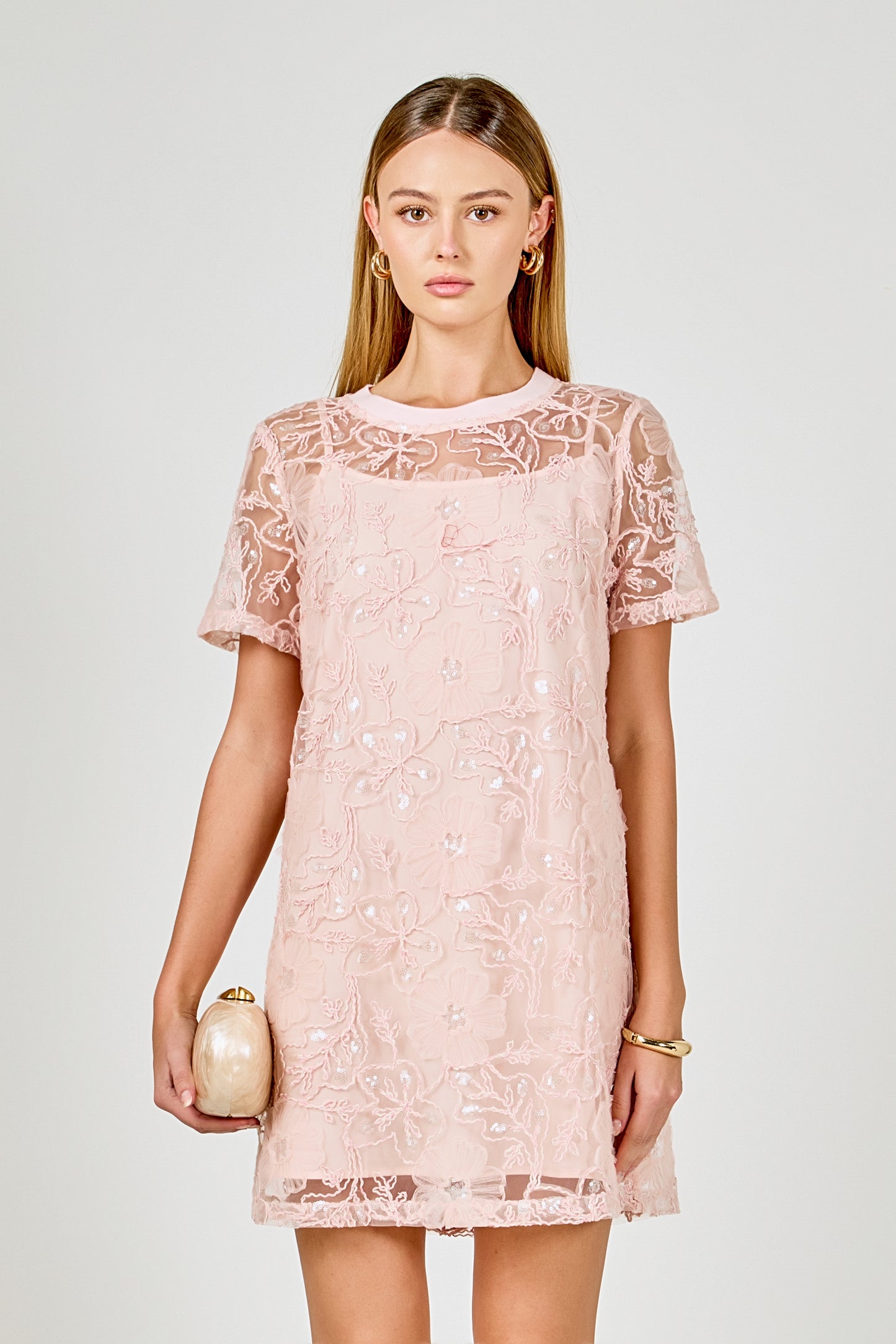 Percy Pink Floral Sequin  Dress