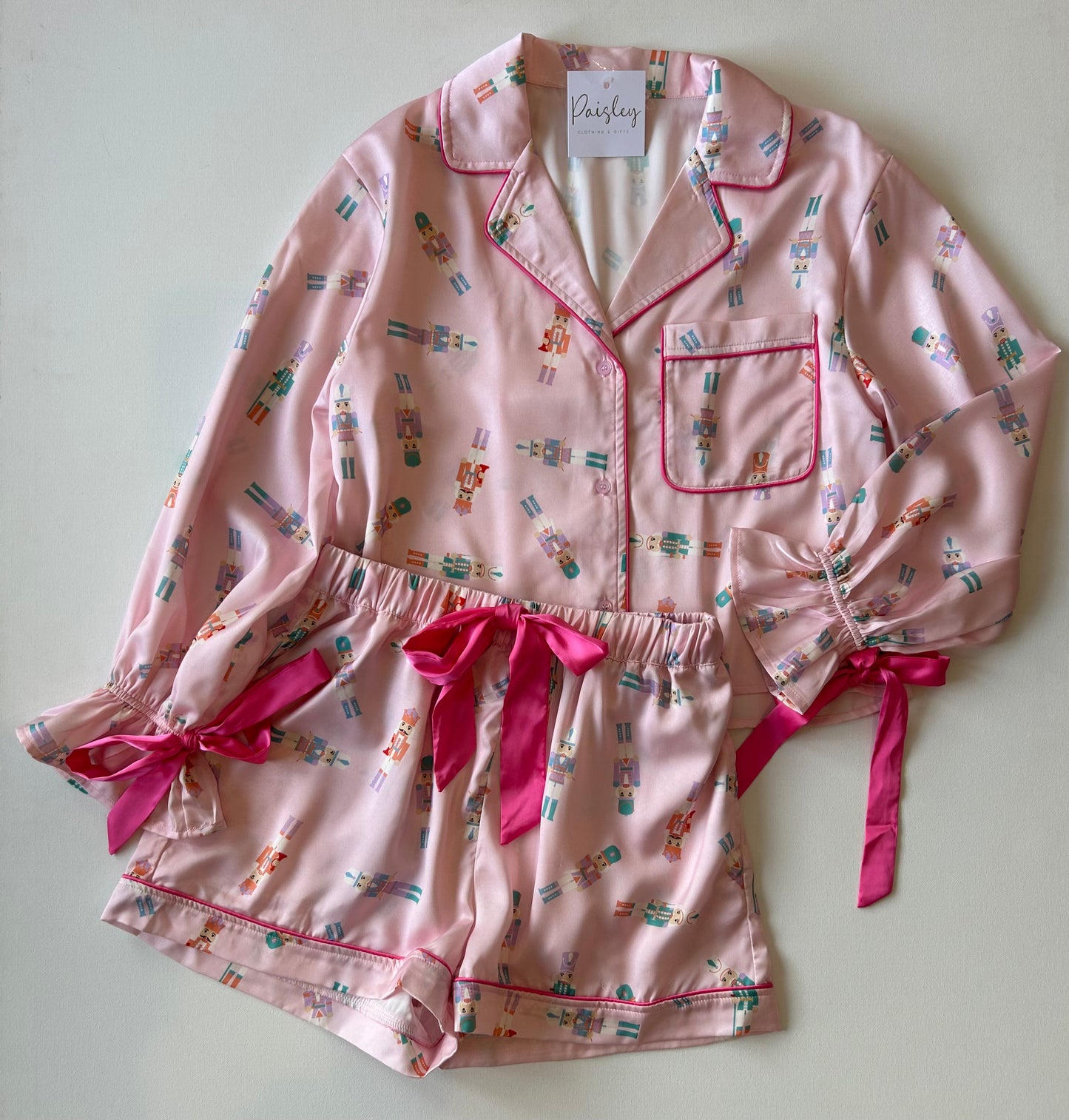 Pink Satin Nutcracker Pj Set