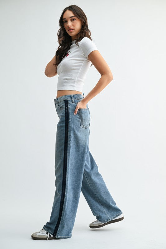 Mid Rise Tuxedo Sweat Pants
