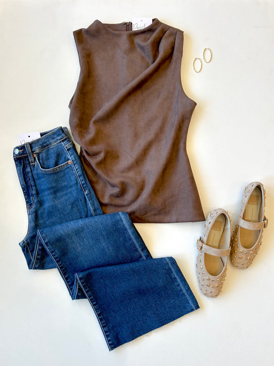 Emory Brown Suede Top
