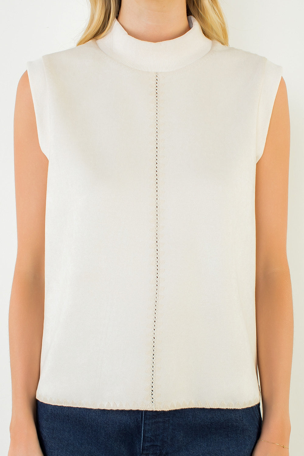 Faux Suede Front Stitch Top