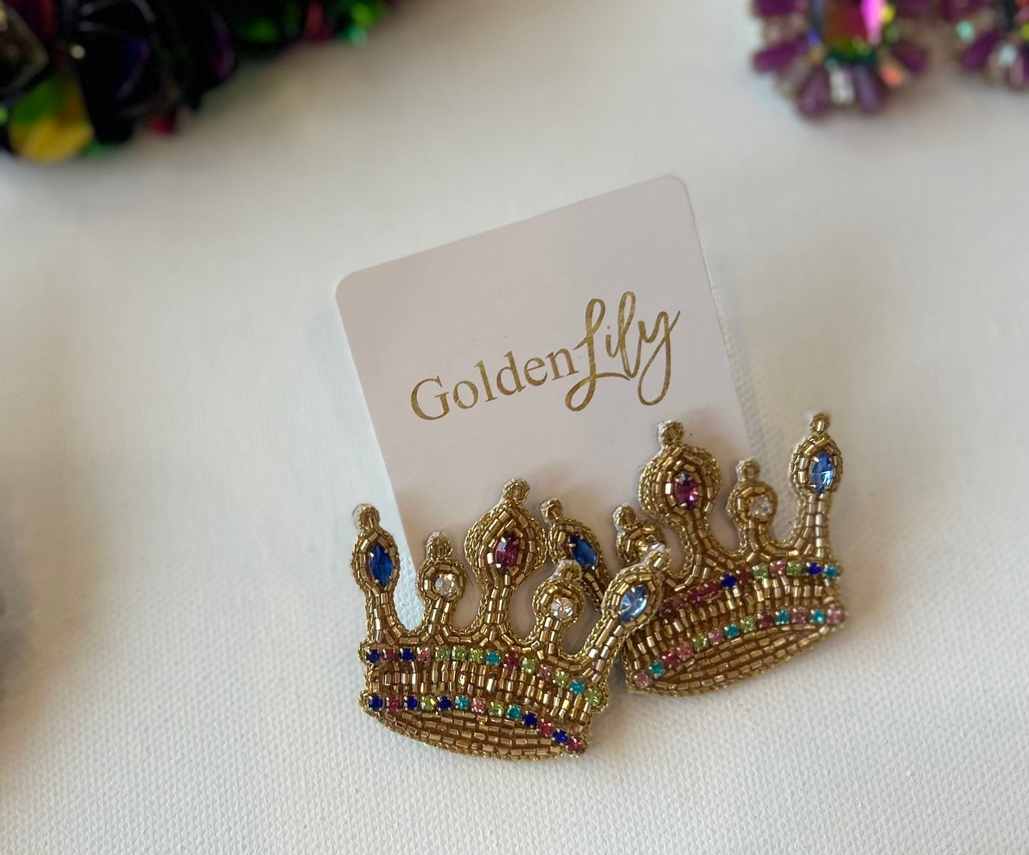 Mardi Gras Crown Earrings