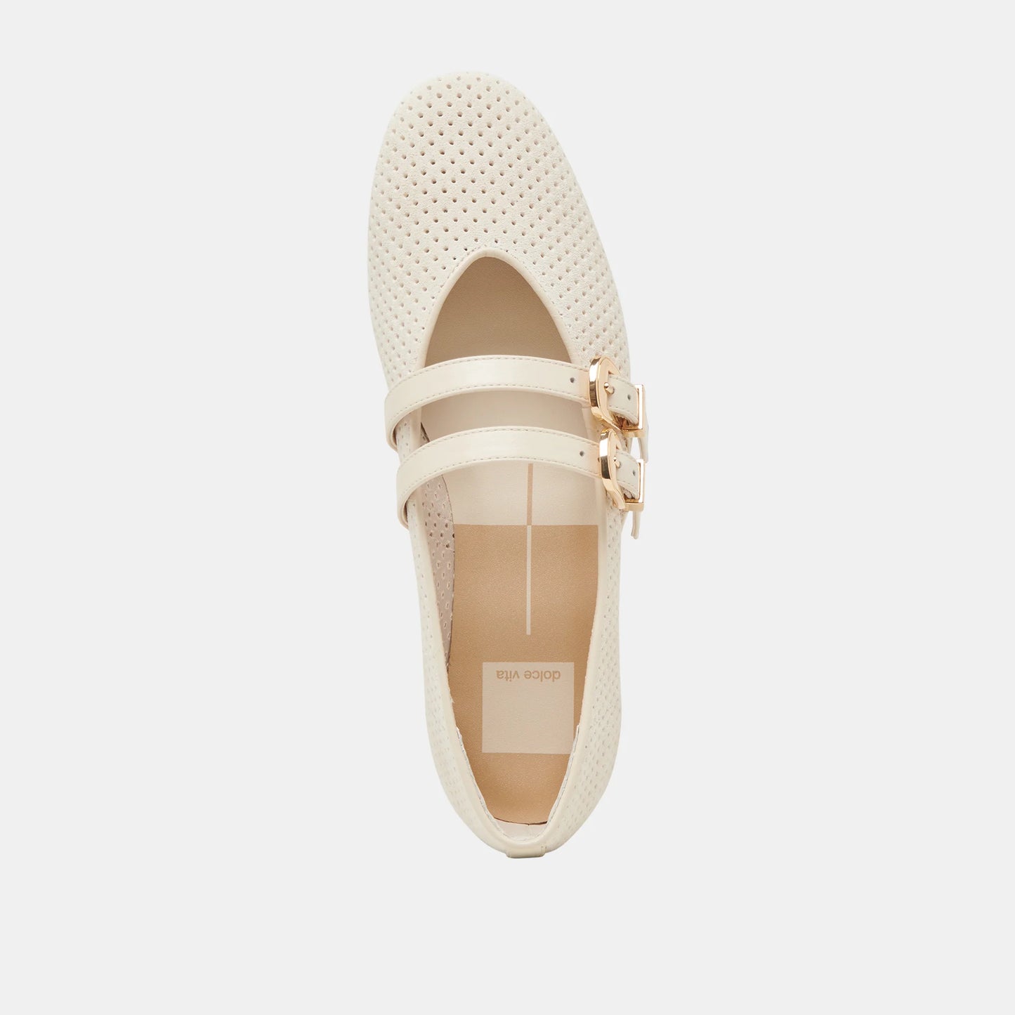 Baylee Perforated Suede Flat in Bone