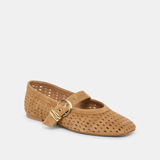 Mikel Light Brown Suede Flat
