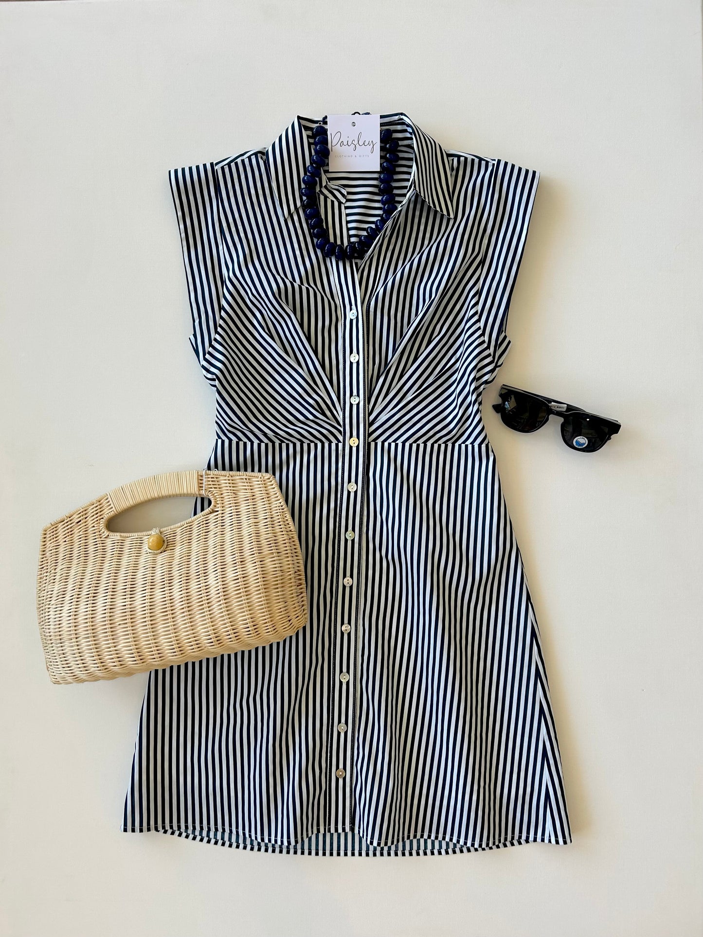 Eli Navy Striped Mini Dress