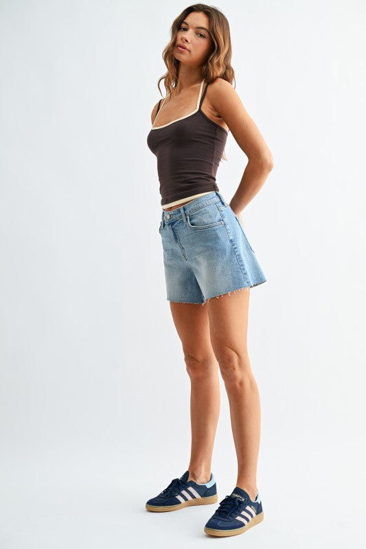 Light Wash Mid Rise Short