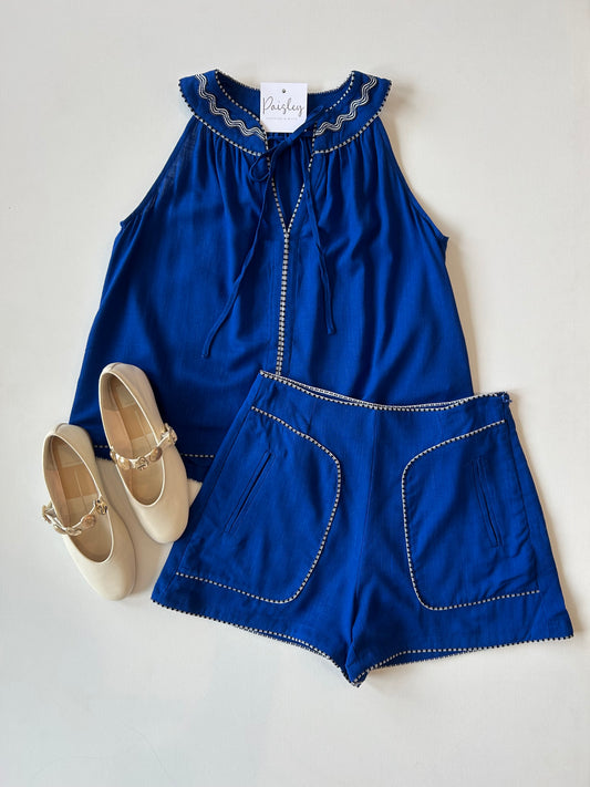 Cobalt Blue Linen Short