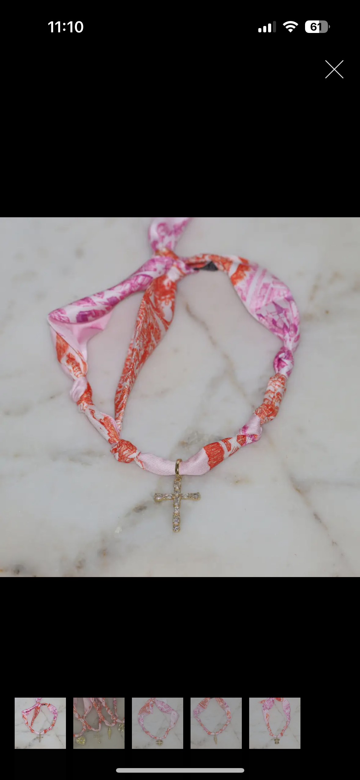 Scarf Necklace - Blush with Cross