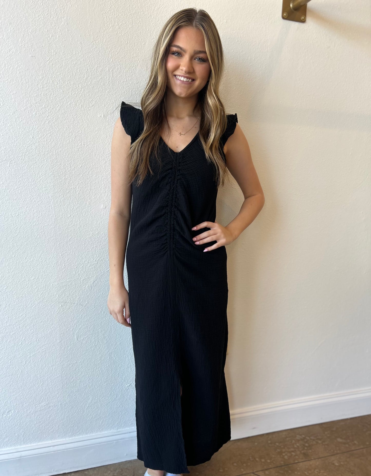 Cinched Front Gauze Dress