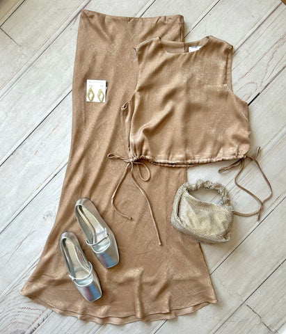 Camille Dress in Camel Suede