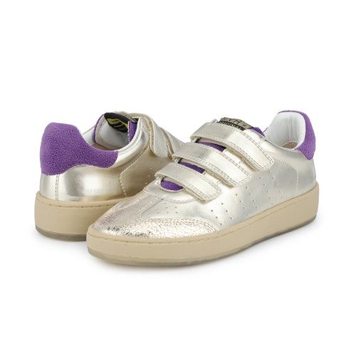 Purple & Gold Three Strap Sneakers