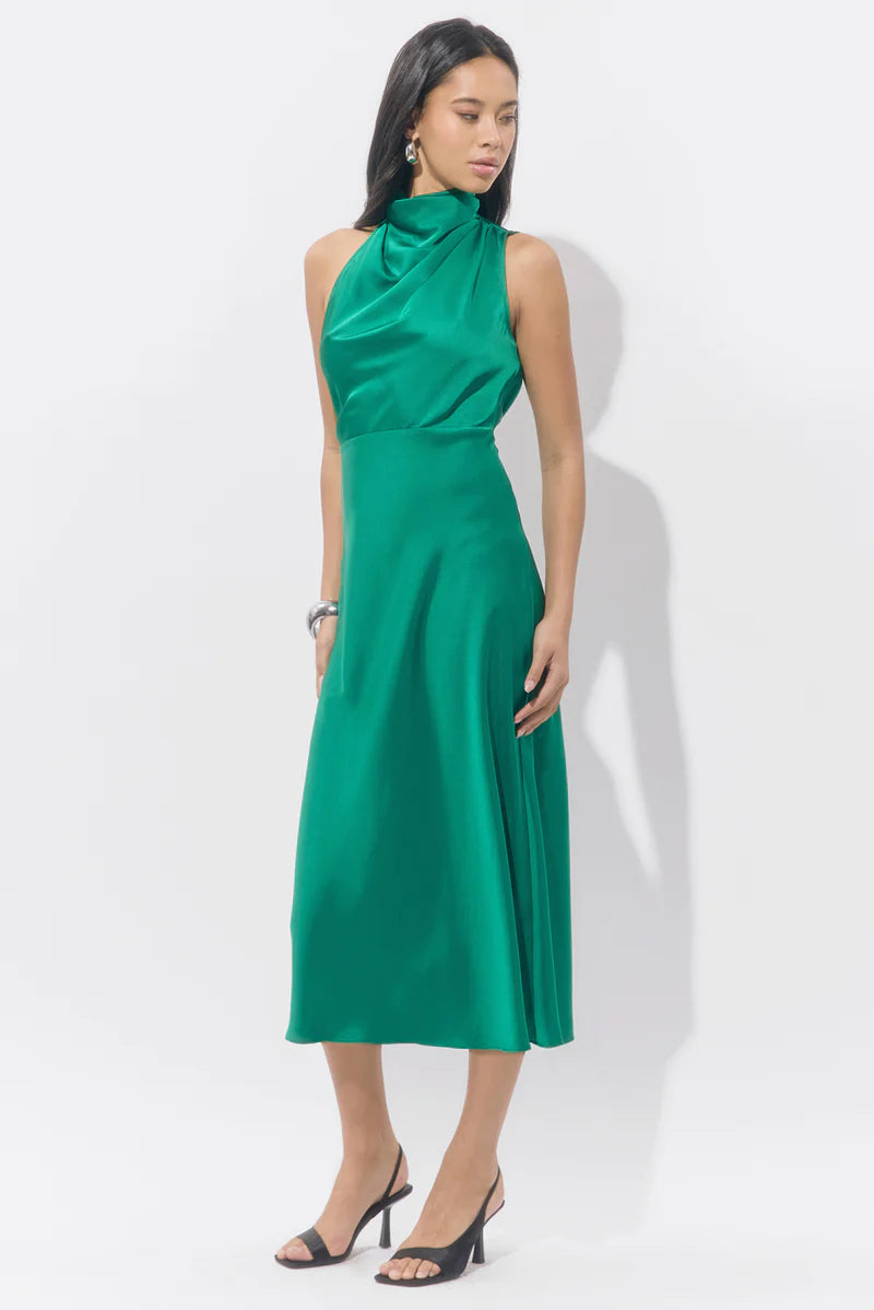 Jodie High Neck Satin Dress
