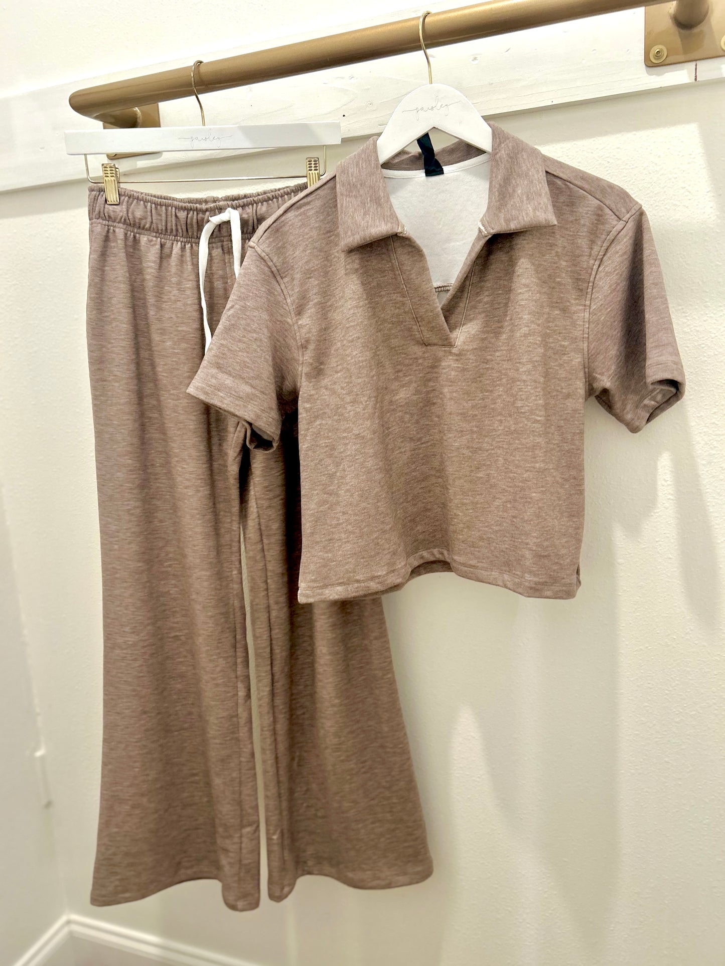 Taupe Wide-leg Drawstring Pant