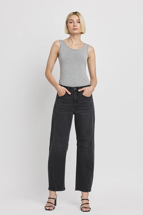 Relief - High Rise Ankle Barrel Leg Jeans