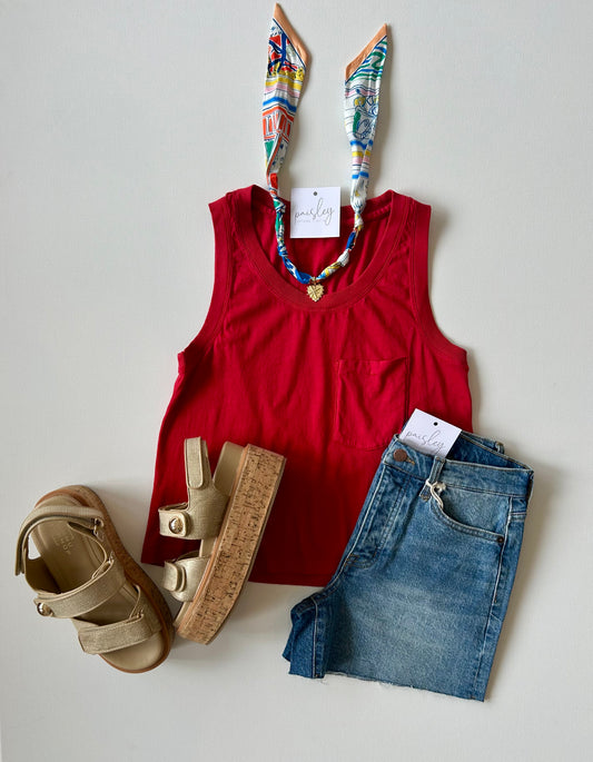 Boxy Cropped Tank With Pockets