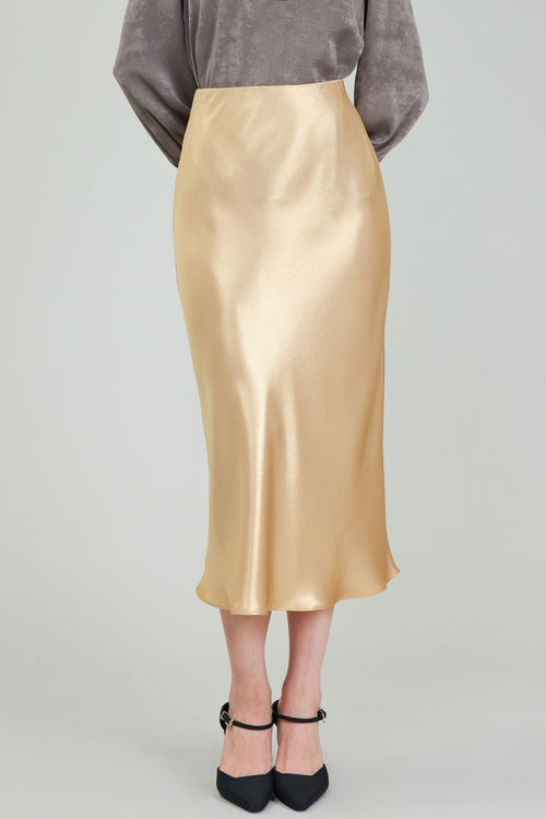 Gold Shimmer Midi Skirt