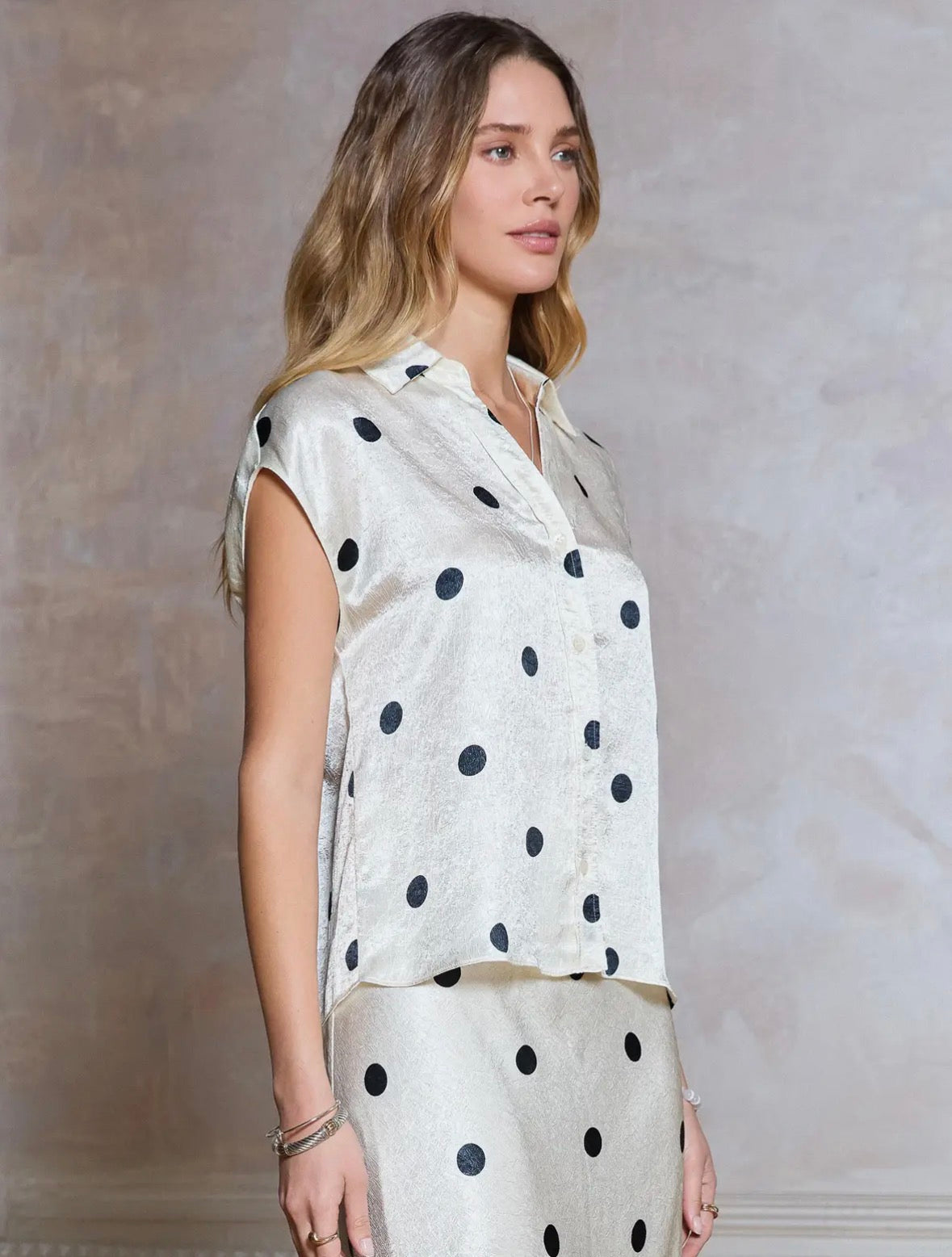 Oyster Polka Dot Blouse