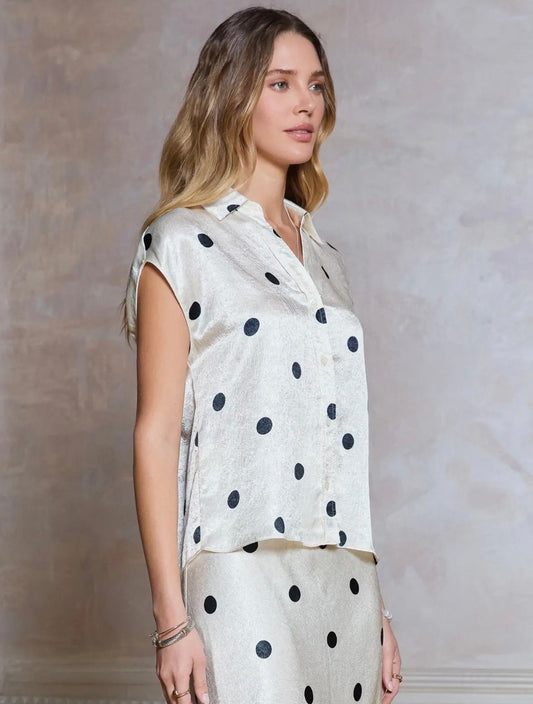 Oyster Polka Dot Blouse