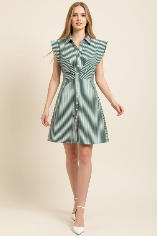 Eli Green Striped Mini Dress
