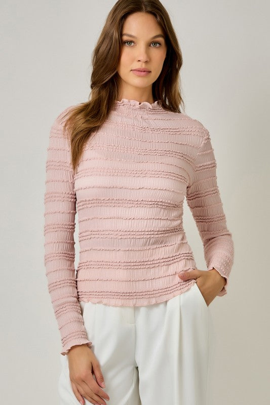 Lettuce Edge Knit Top In Rose