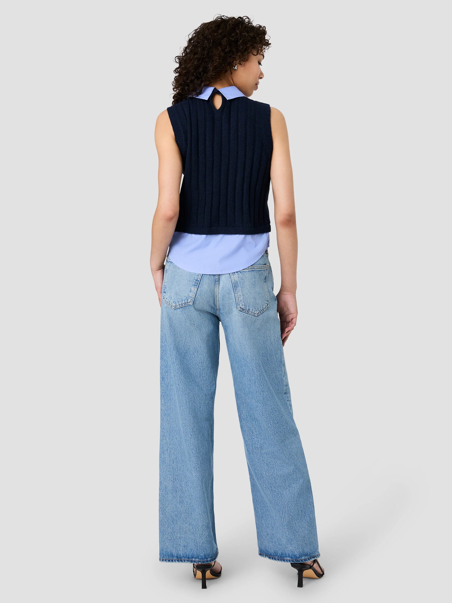 Aleyna Knit Poplin Collared Vest