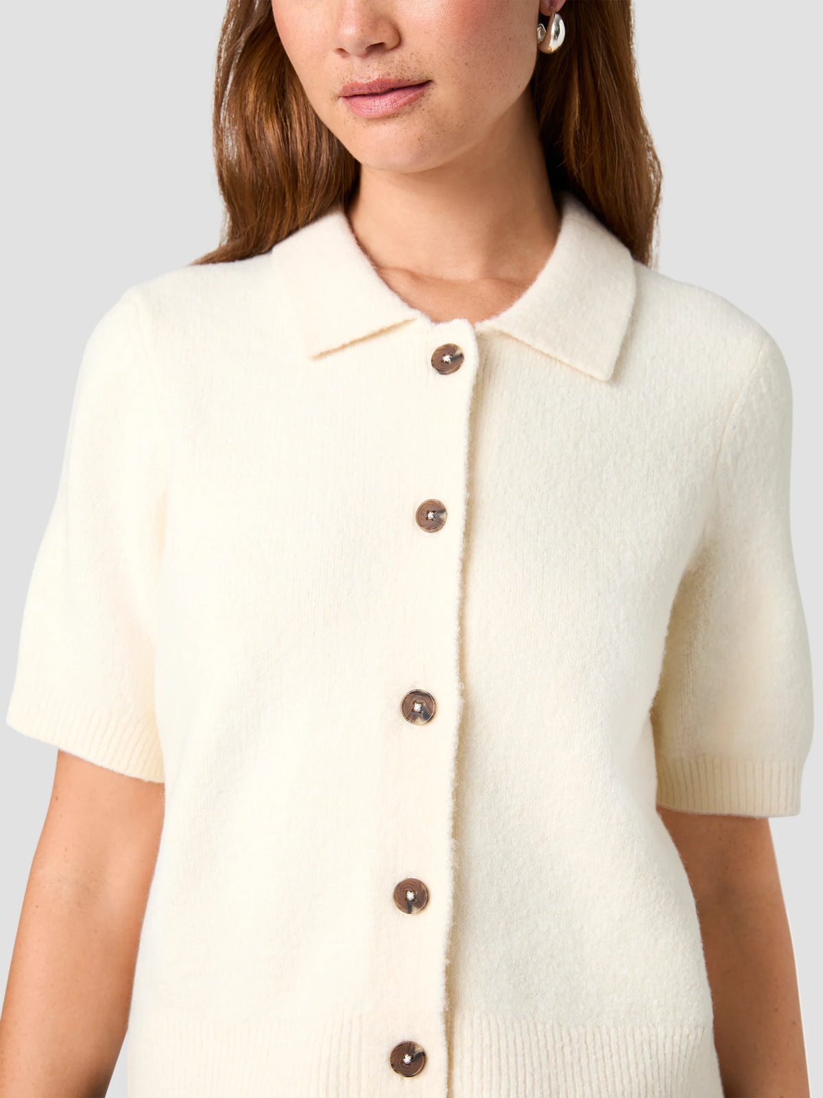 Suzie Knit Short Sleeve collar Top
