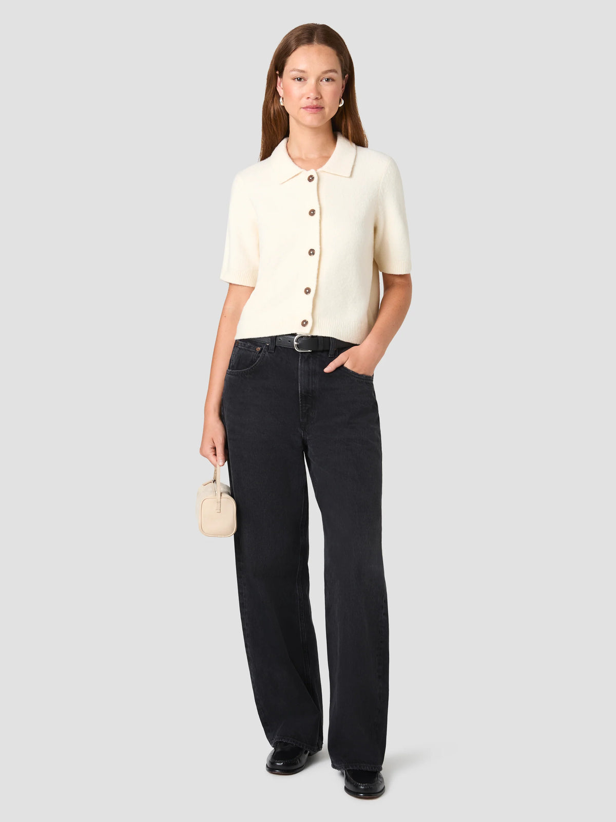 Suzie Knit Short Sleeve collar Top