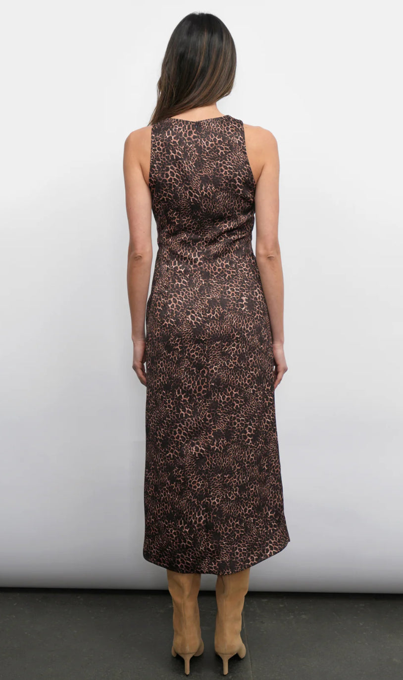 Marli Ruched Tie Front Midi Dress