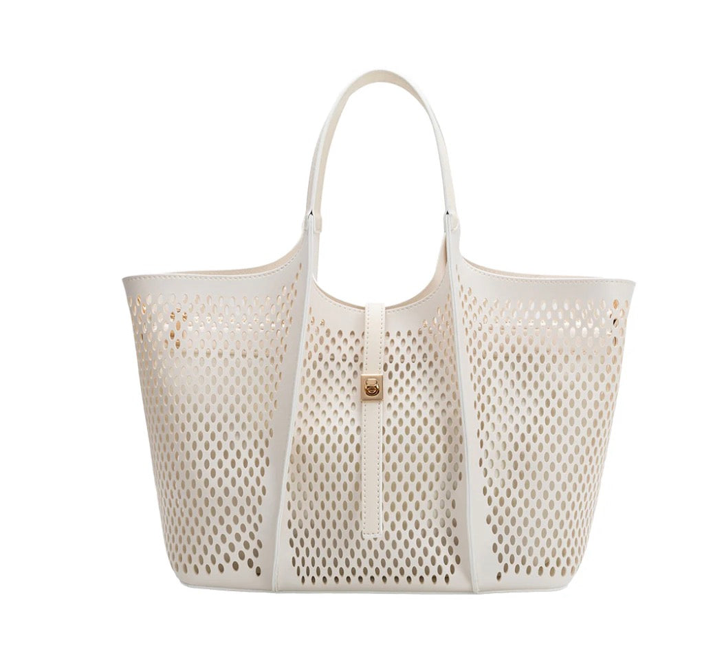 Malia Laser Cut Vegan Leather Tote