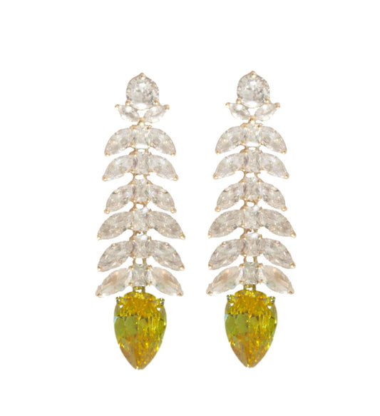 White & Canary Yellow Gala Sparkle Holiday Statement Earring