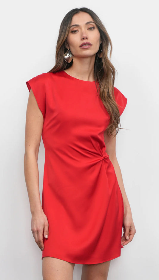 Watson Doman Sleeve Satin Side Twist Mini Dress