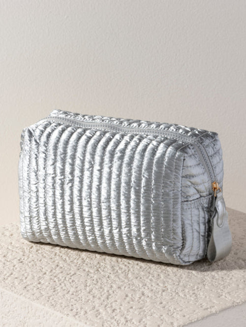 Logan Large Cosmetic Pouch in Silver