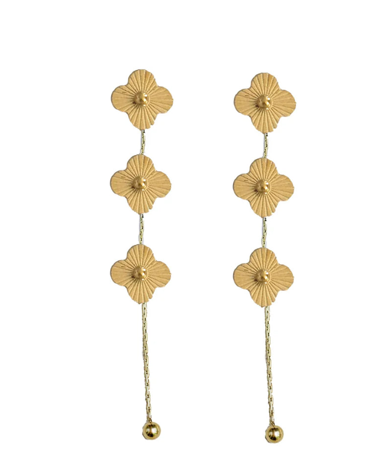 Gold Clover Duster Drop Earrings